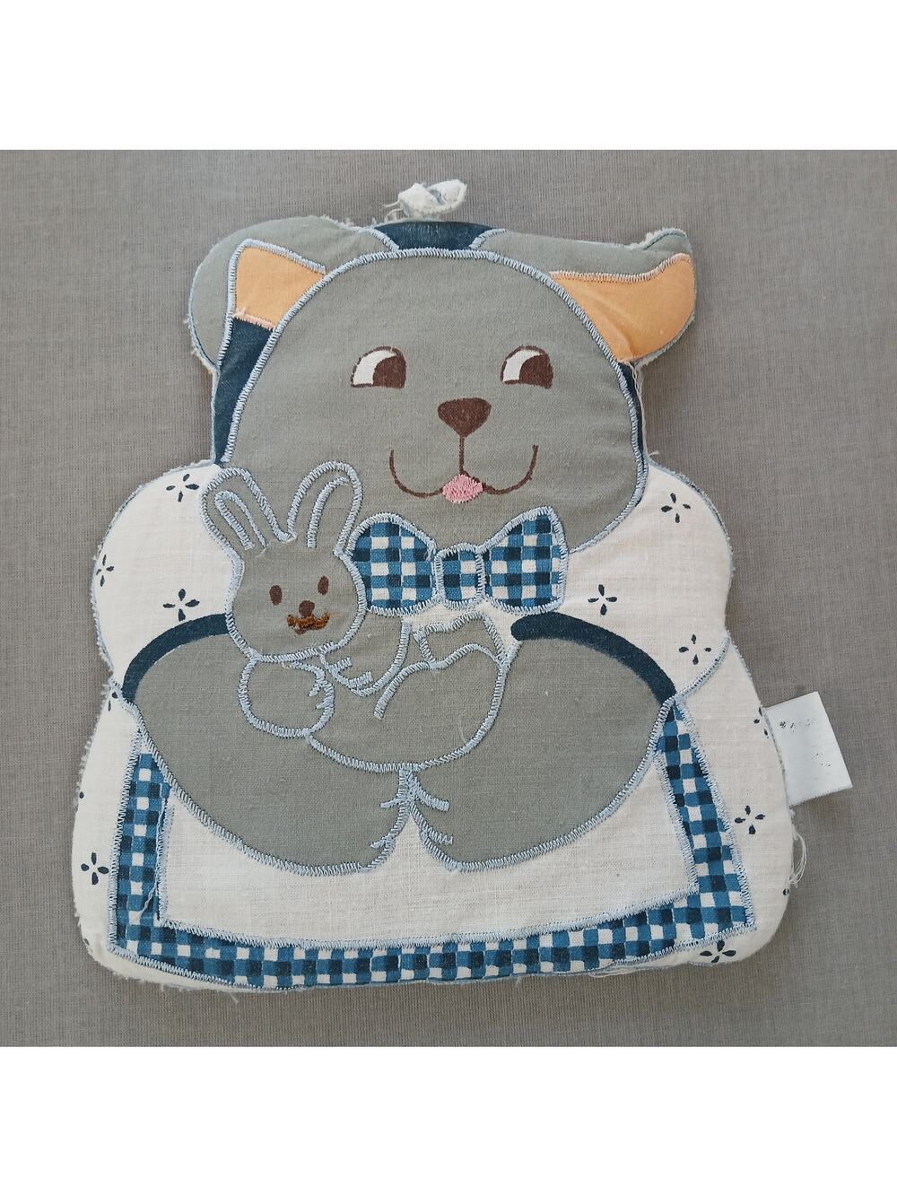 Vintage Handmade Bunny Rabbit Hot Pad Trivet cottage country classic patchwork